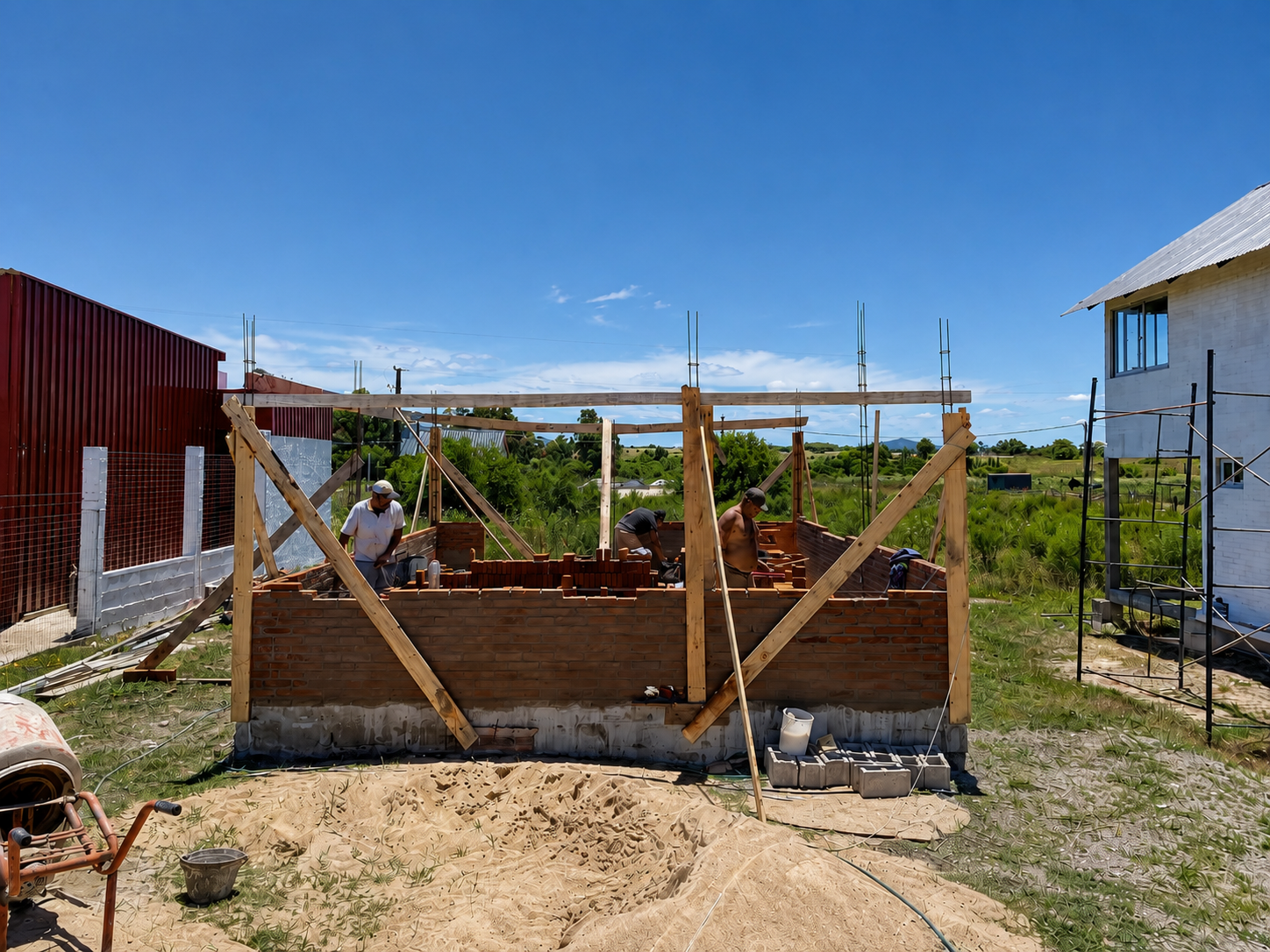Estructura en proceso de construcción con múltiples elementos visibles del avance